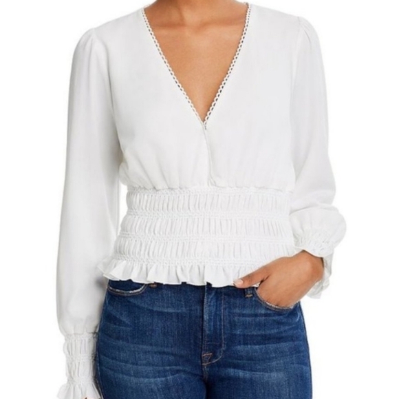 Wayf Smocked Delancy V-Neck Top - Picture 3 of 11